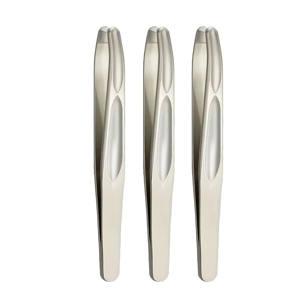 Stainless Steel Eyebrow Clips for Precision Beard and Mustache Trimming Gentle on Light Beige Round Head Tweezers