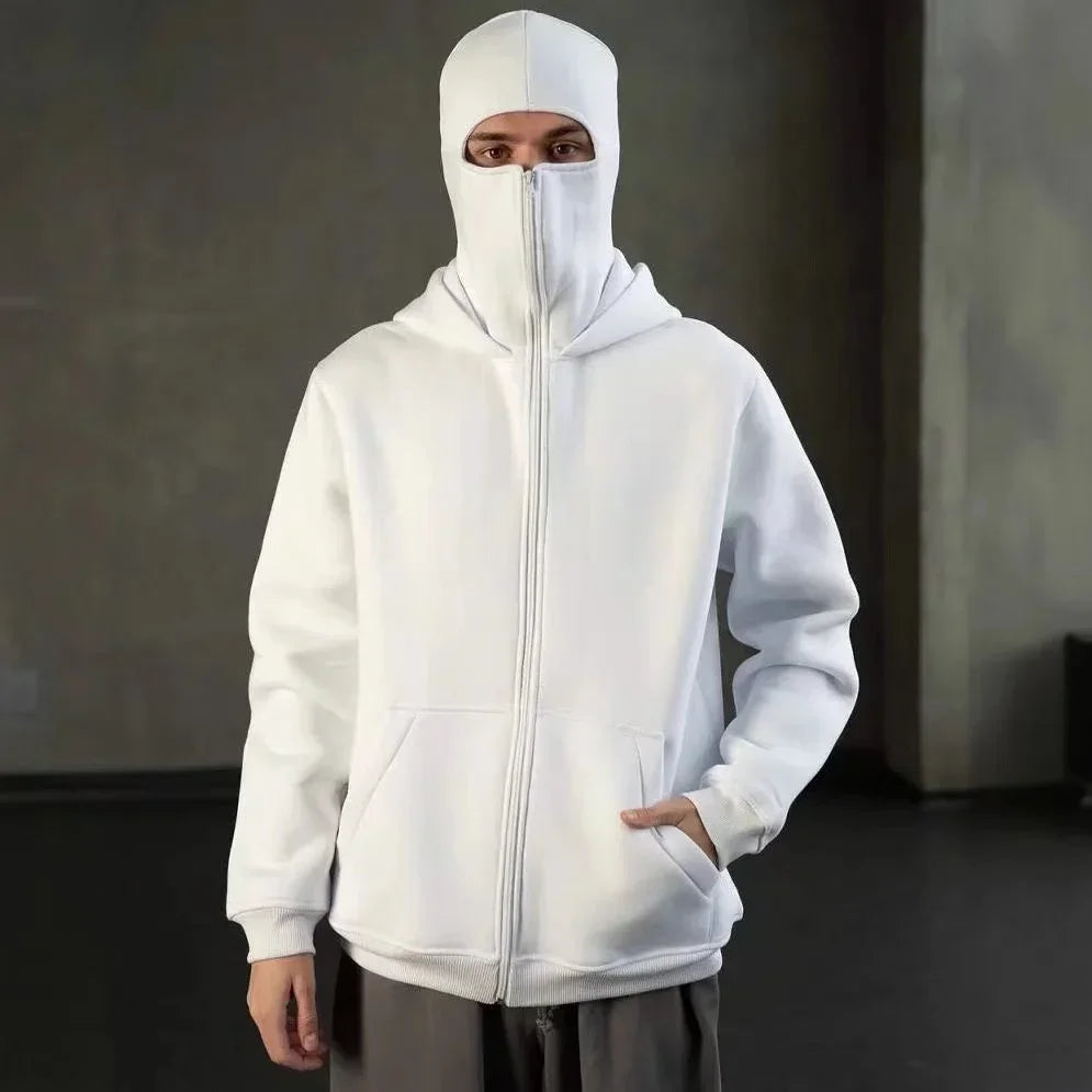 2026 Men and women Balaclava Y2K Gothic Harajuku winter new item double hooded sweatshirt men's hooded mask zipper sportswear