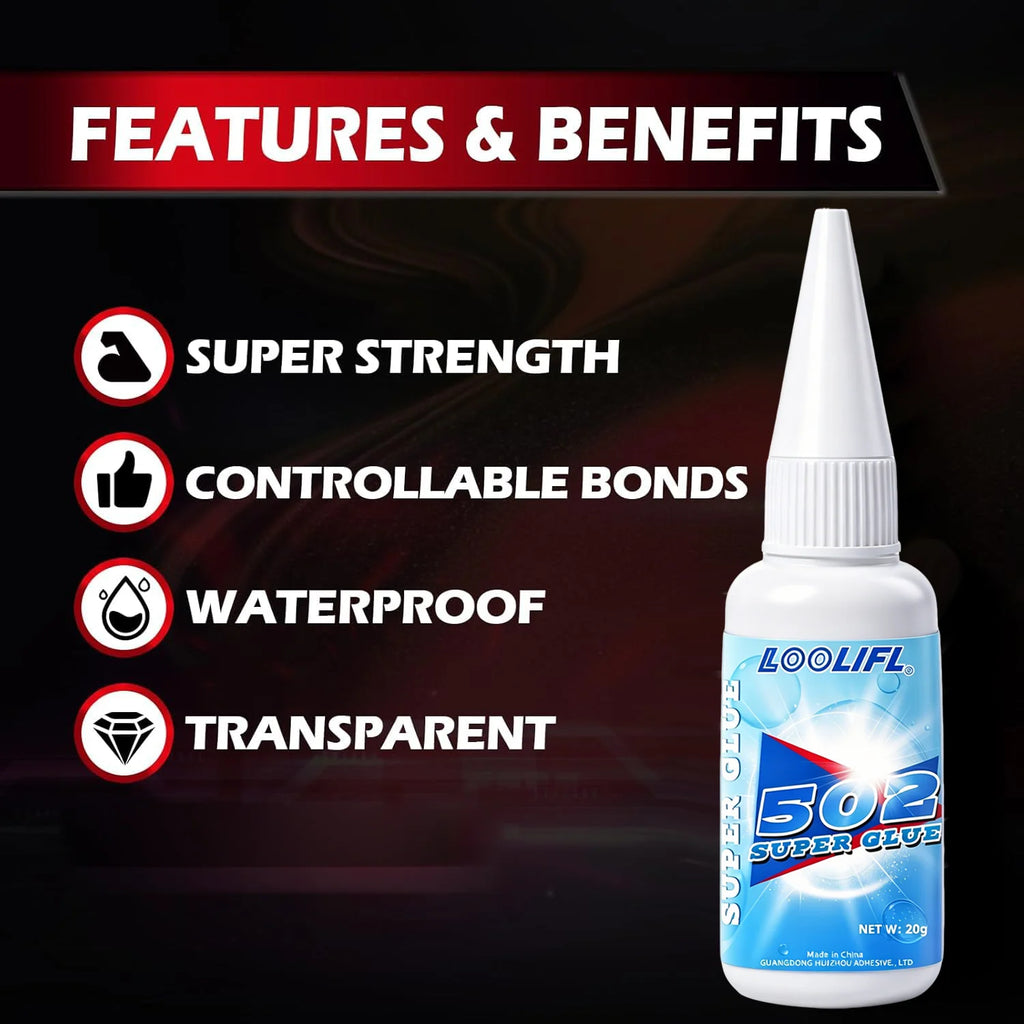 502 Super Glue Instant Quick Dry Multi-Purpose Cyanoacrylate Adhesive for Leather Rubber Wood Metal Strong Bond Liquid Glue Tool