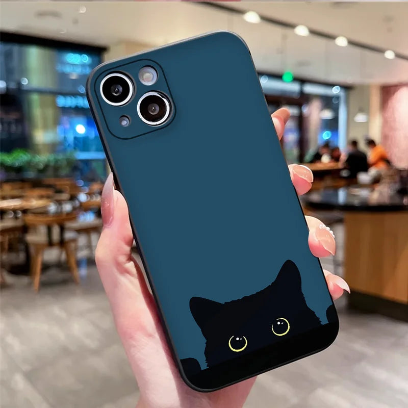 Cartoon Black White Cat Lovers Couple Phone Case for Motorola Moto Edge 50 Fusion 60 40 30 Neo G34 E14 G75 G85 G54 5G Soft Cover