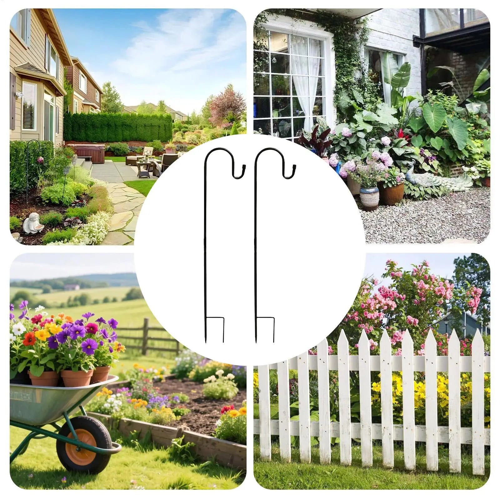 Hook For Bird Feeder 120cm Heavy Duty Metal Pole 2 Pieces Plant Hooks For Garden Lawn Yard Outdoor Bird Feeders Lanterns Solar