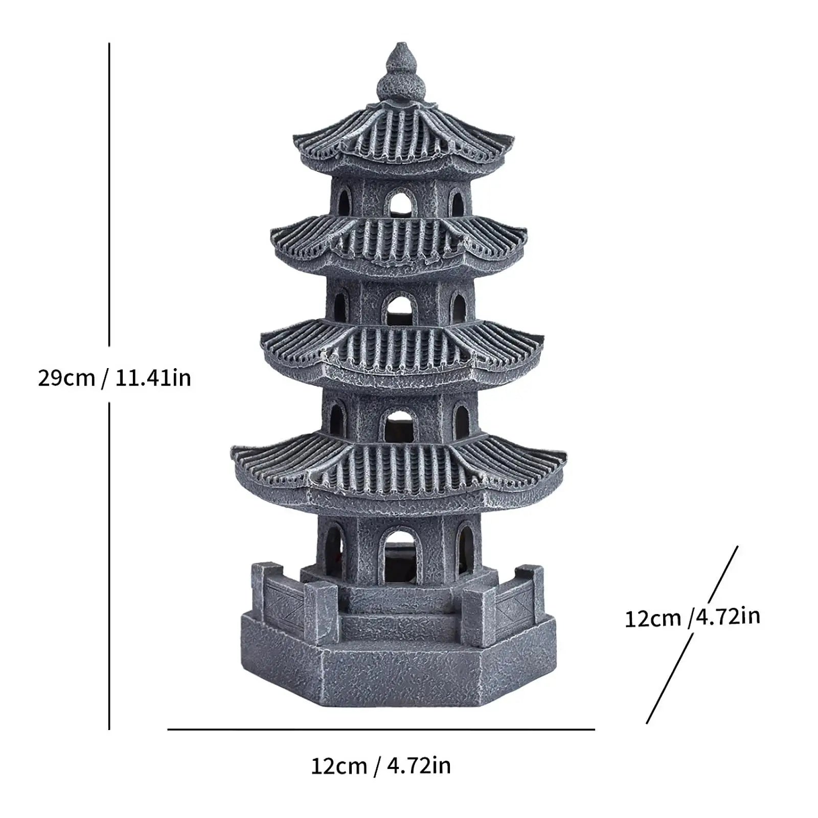 Solar Pagoda Lantern Garden Statue Outdoor Zen Inspired Japanese Lamp Ornament for Landscape Balcony Garden Porch Patio Pathway
