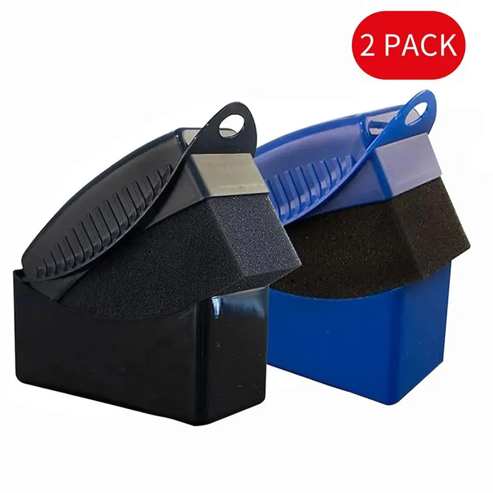 2Pcs Car Tire Wheel Cleaning & Polishing Sponge Set, Rim Waxing Shine Pads, Contour Wipe Detailing Tools, Auto Care Kit