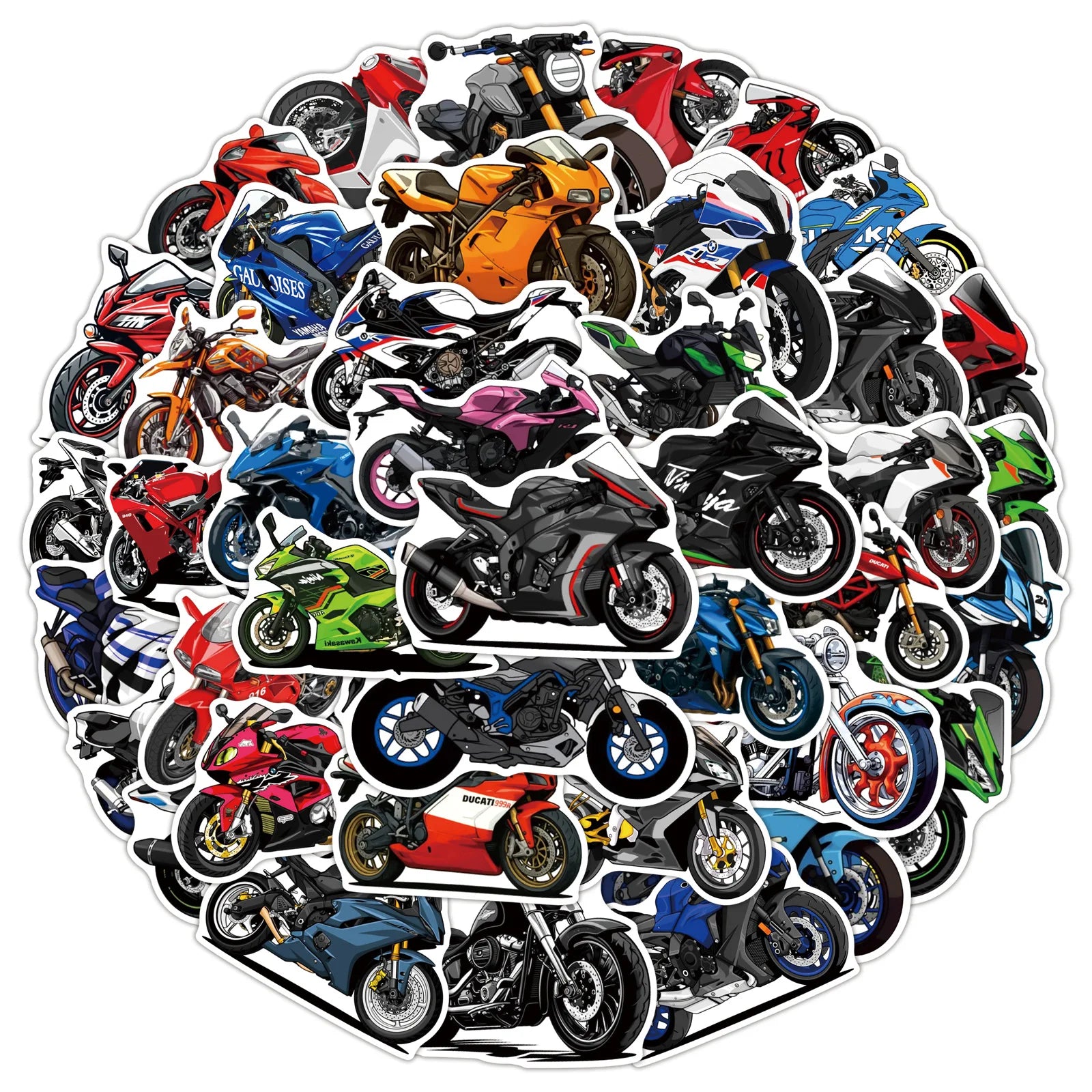 50PCS Cool Motorcycle Cartoon Stickers Cycling Sports Graffiti Transportation Decoration DIY Toys Laptop Guitar Car Bike Decals