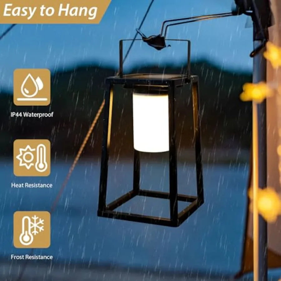 5'' High Outdoor Solar Lantern Portable Brightness LED Nightstand Lantern Metal Solar Lamp IP Waterproof Outdoor Table Lamps Co