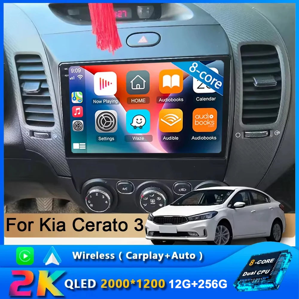 9"  Android 15 For Kia Cerato 3 K3 Forte 2013 - 2017 Car Radio Multimedia Video Player Navigation GPS Carplay 2 Din 4G