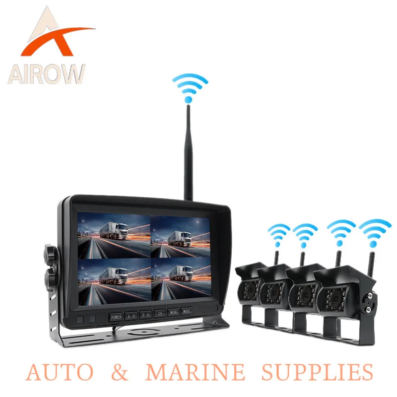 Airow auto Wireless Backup Camera with 7 Inch Monitor for Truck Forklift RV Featuring BSD Blind Spot  Channel IR Night Vision