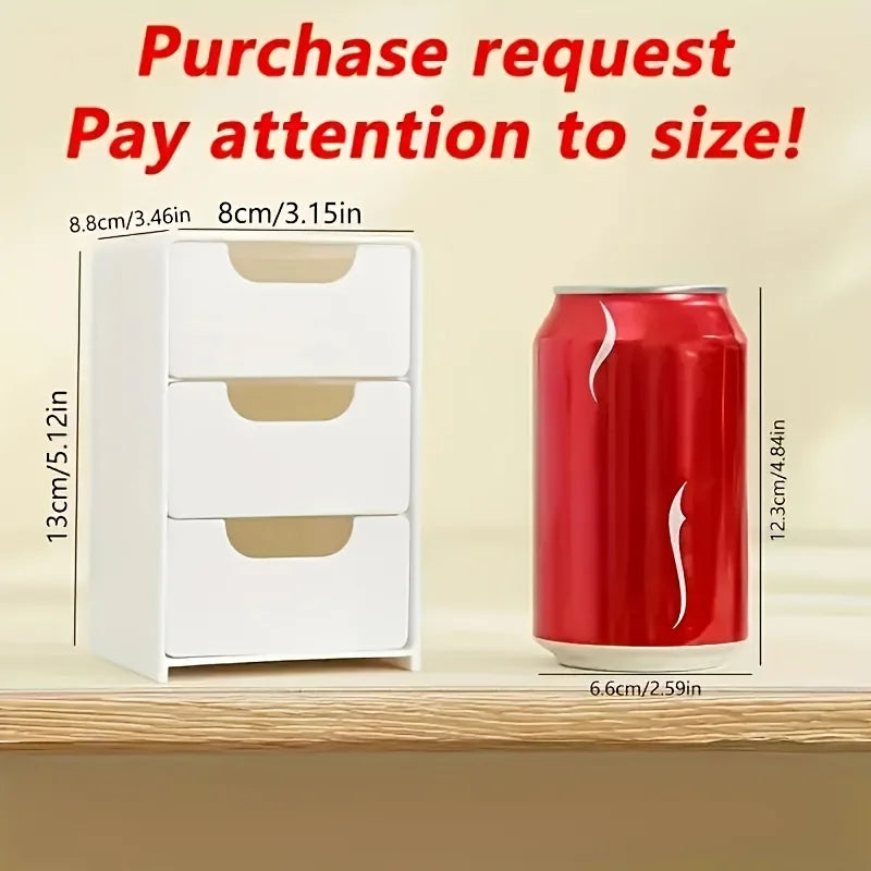 3-Tier Desk Organizer Storage Drawers Is Suitable for Stationery, Jewelry and Cosmetics Storage Portable Partition Box