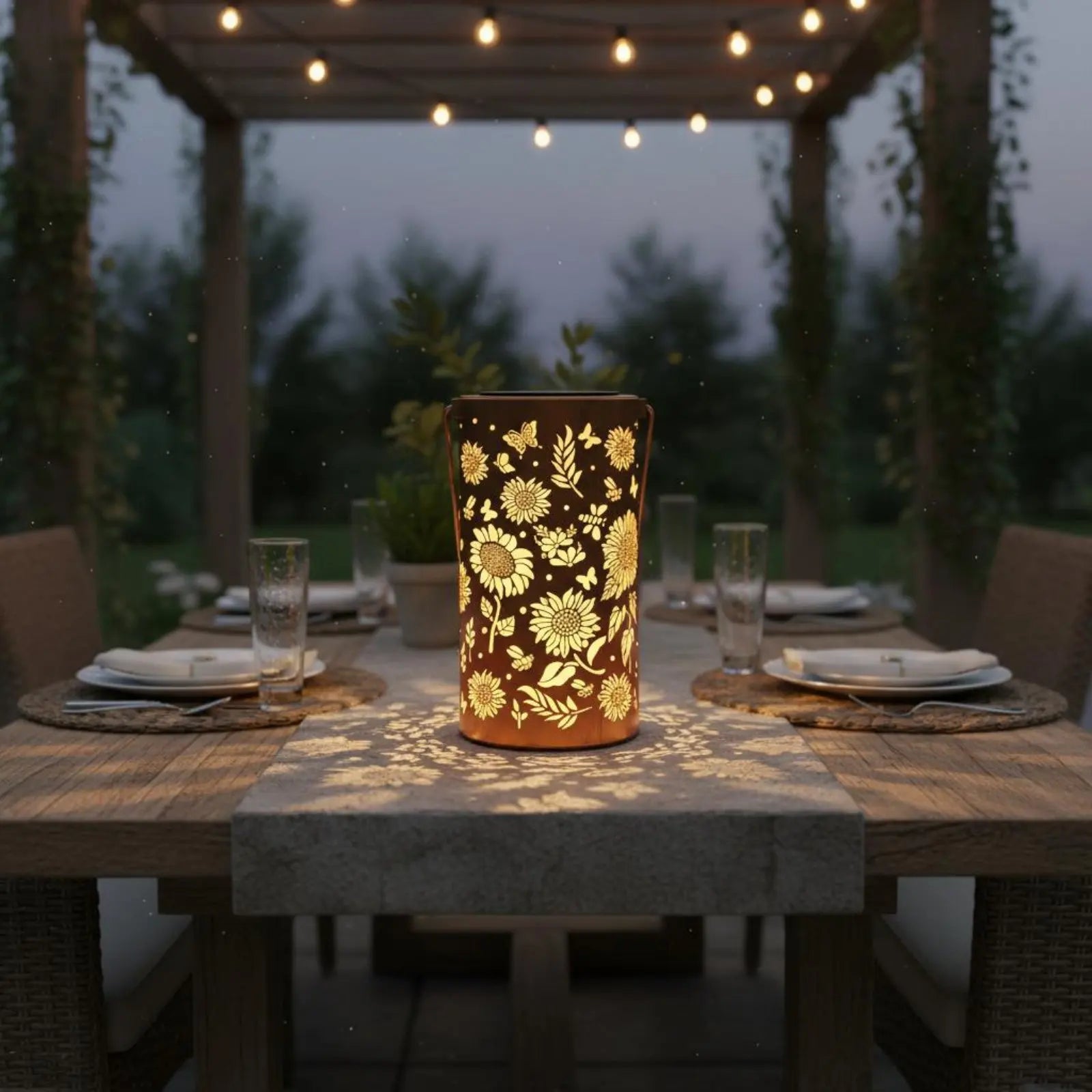 Colorful Sunburst Solar Lantern Eco-Friendly Solar Hanging Lantern Outdoor Decor Weather-Resistant Automatic on at Dusk