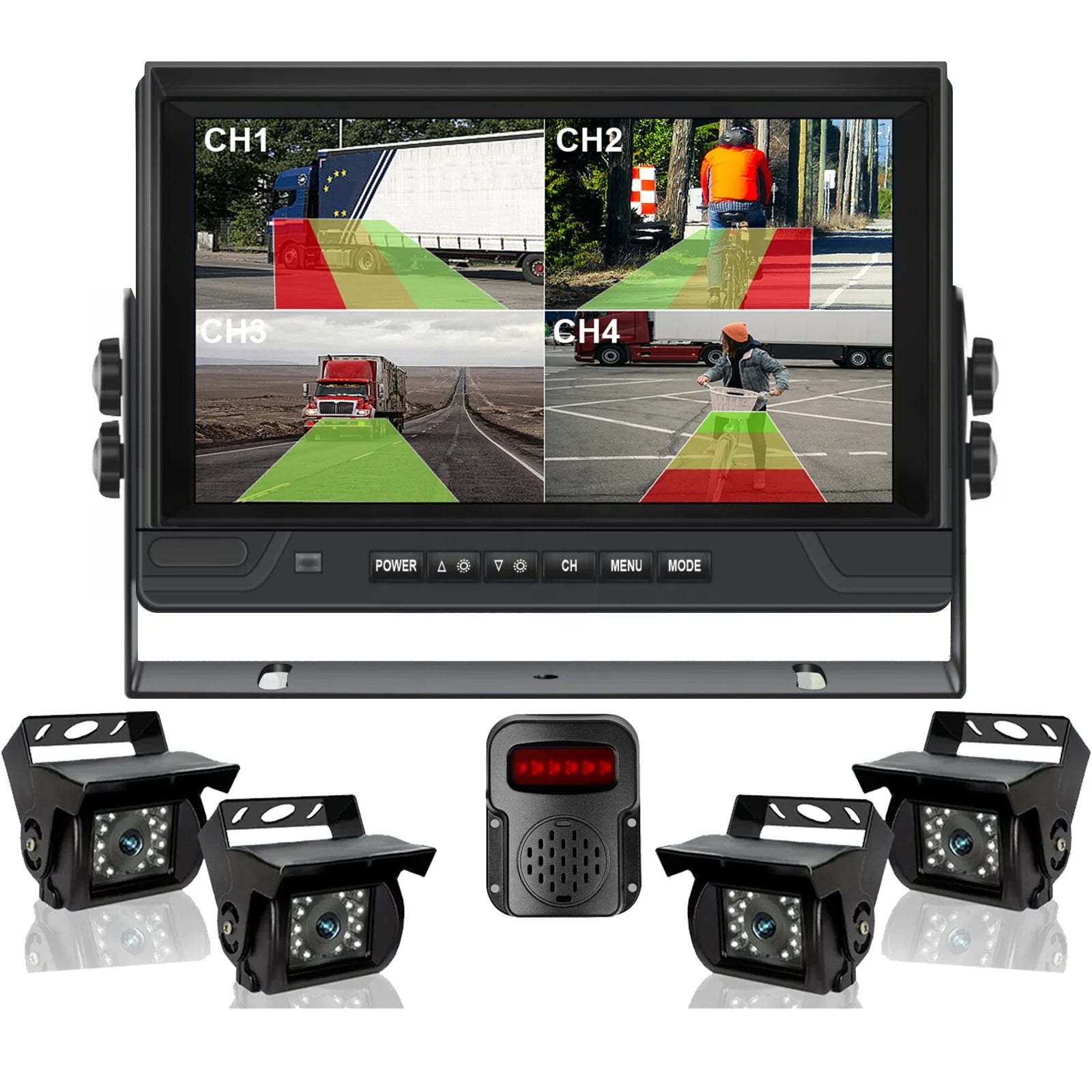 9in IPS 4ch DVR USB MP5 Truck Monitor 360 View Reverse Camera
