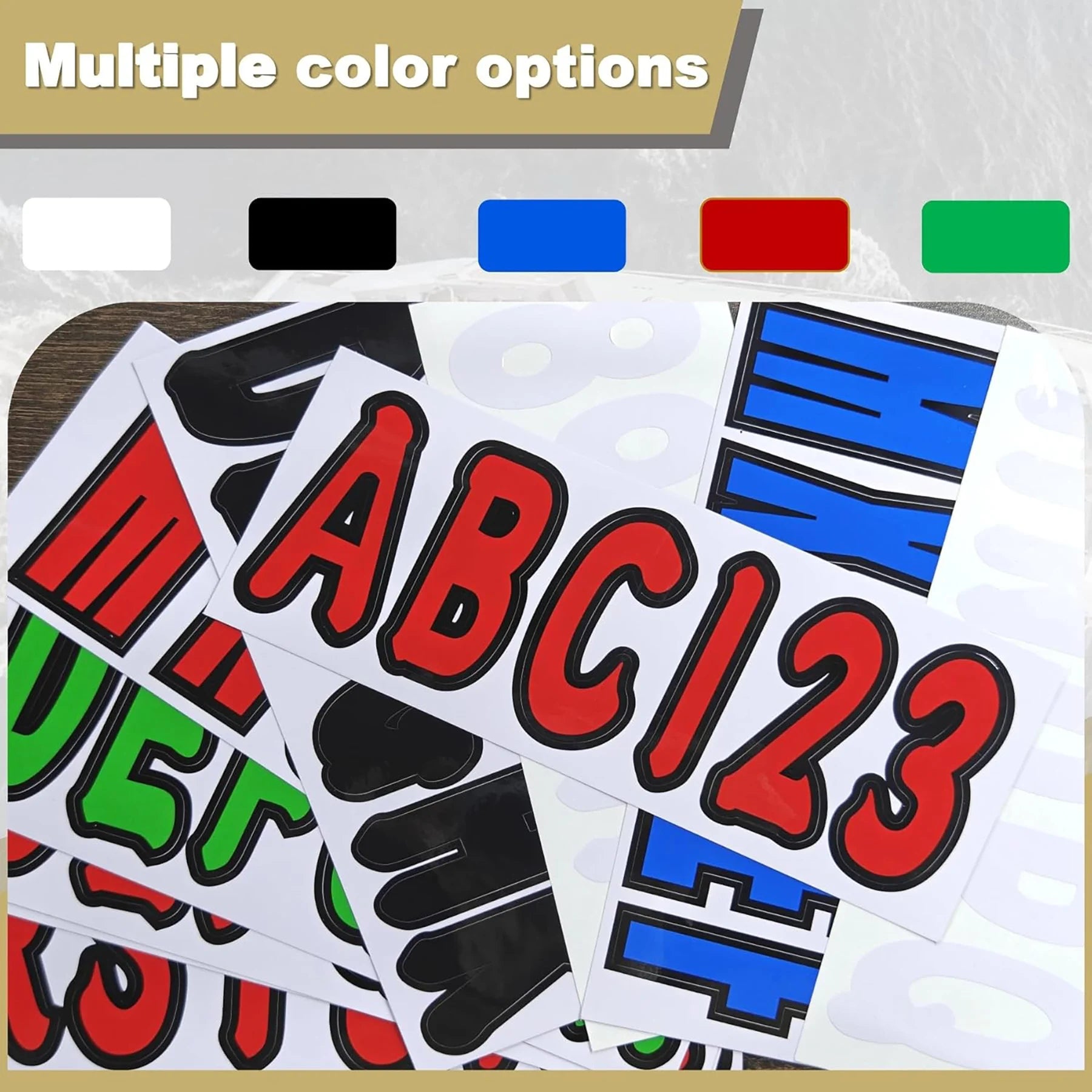 24 Sheets 3 Inch Black Self Adhesive Vinyl Letters Numbers Stickers Fit Boat Identification Number Hull Decoration Decor