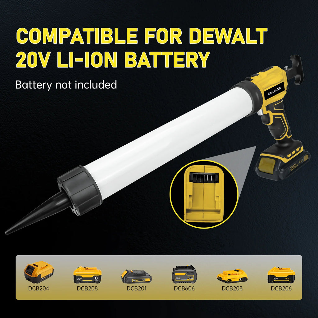 Cordless Caulking Gun 20oz/600ml Electric Silicone Gun 4 Speed Drip-free Filling Sealing Repair Tool for Dewalt 20V Battery Pin