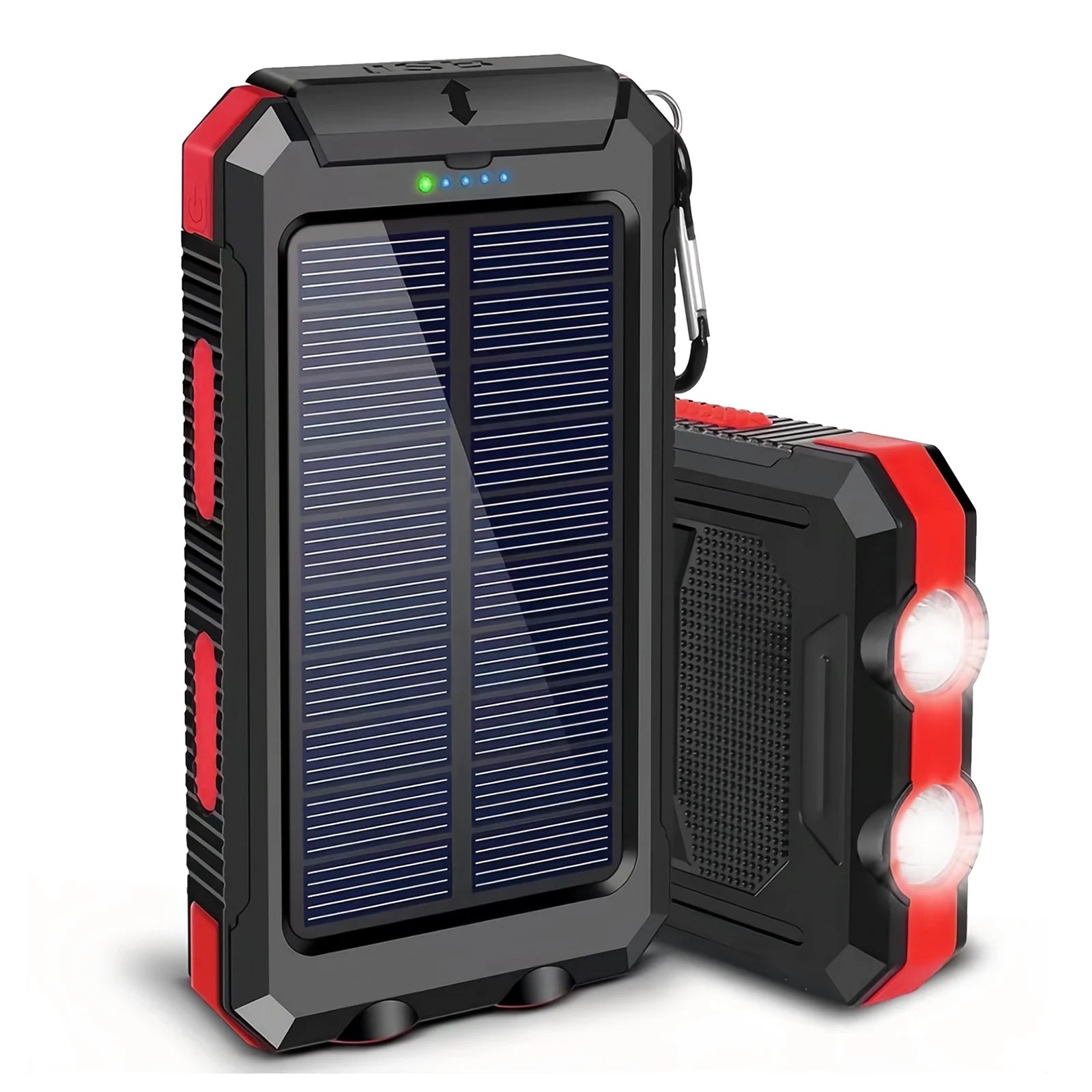 10000mAh Solar Power Bank Portable Waterproof Outdoor Dual 5V 1A USB Ports Fast Charging LED Flashlight for iPhone Tablets