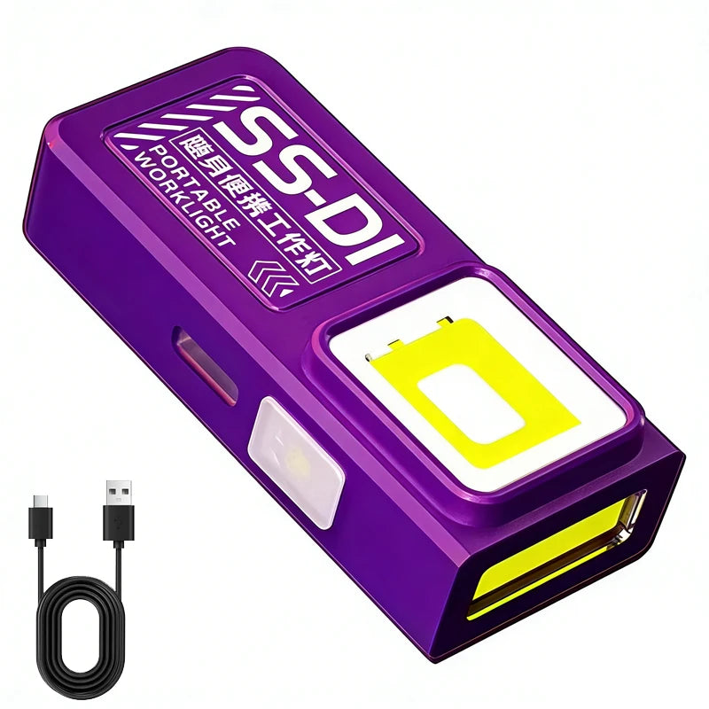 Mini COB LED Flashlight Rechargeable Portable EDC Torch USB C Pocket Lantern Flood Work Light with Clip Magnet For Emergency