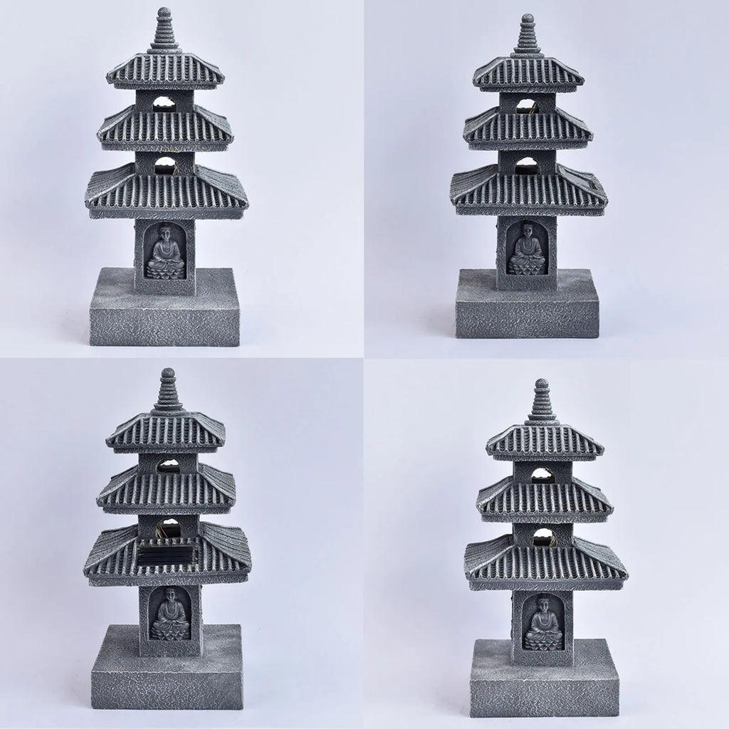 Solar Pagoda Lantern Garden Statue Outdoor Zen Inspired Japanese Lamp Ornament for Landscape Balcony Garden Porch Patio Pathway