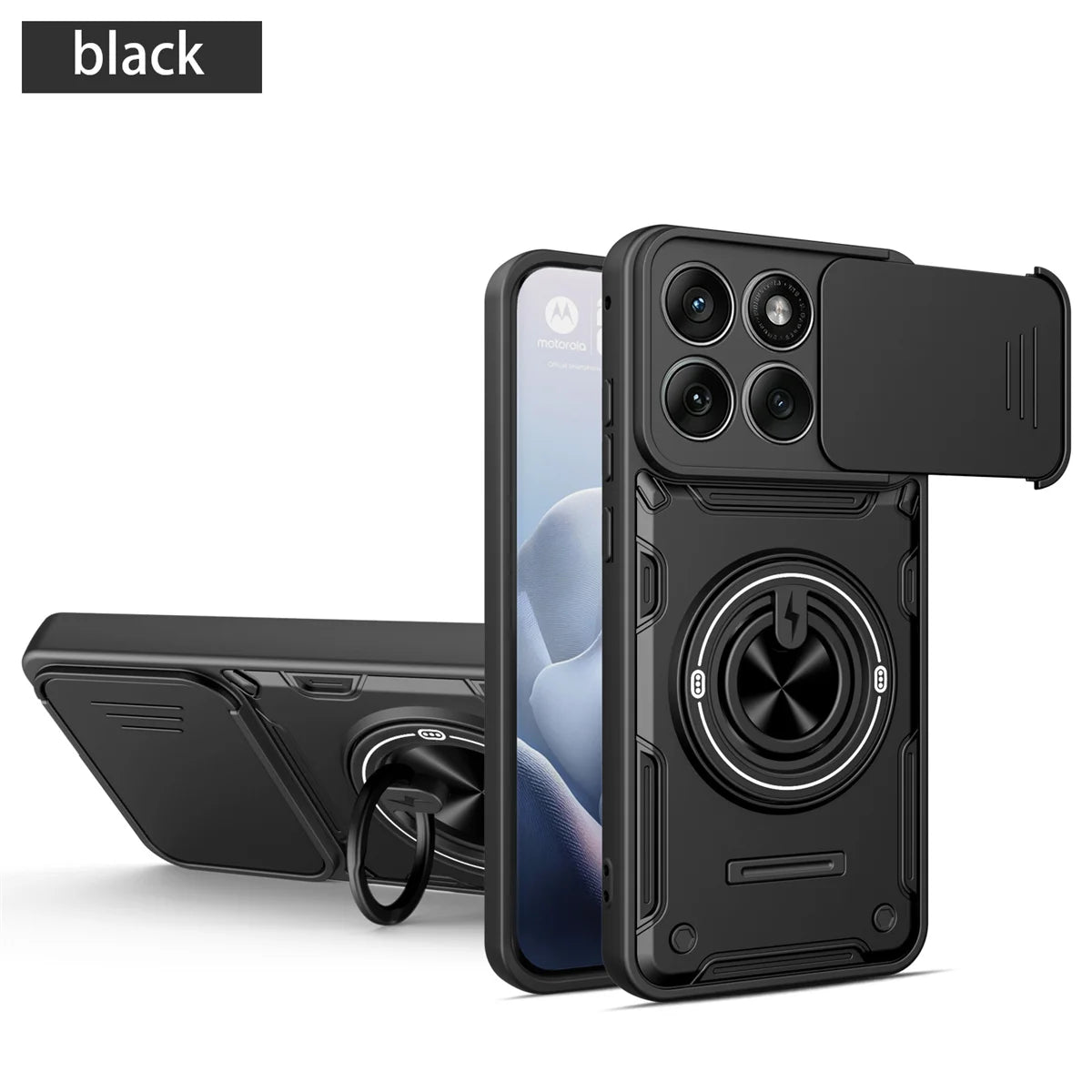 Case for Motorola Moto Edge 70 60 50 Fusion 60 Pro G86 G56 G06 G15 G05 Sliding Camera Lens Protector Ring Bracket Hybrid Cover