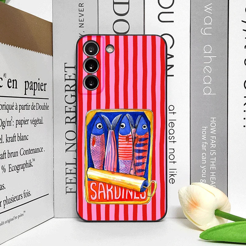 Cute Striped Pattern Sardines Color Fish Funny Phone Case for Motorola Moto Edge 50 Fusion 60 Stylus 40 30Neo G75 G85 Soft Cover