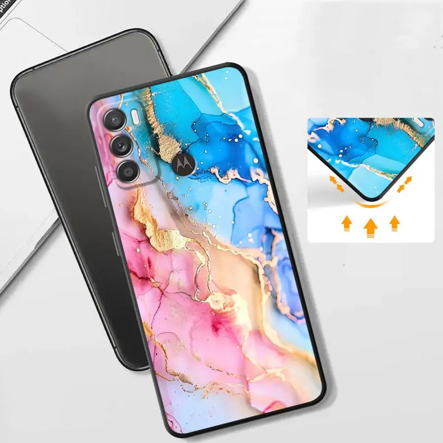 Case for Motorola Moto G52 G53 G30 G22 Edge40 G32 G51 G73 G60s G50 Edge 20 Pro 30 Lite G71 Phone Cover Colored Marble