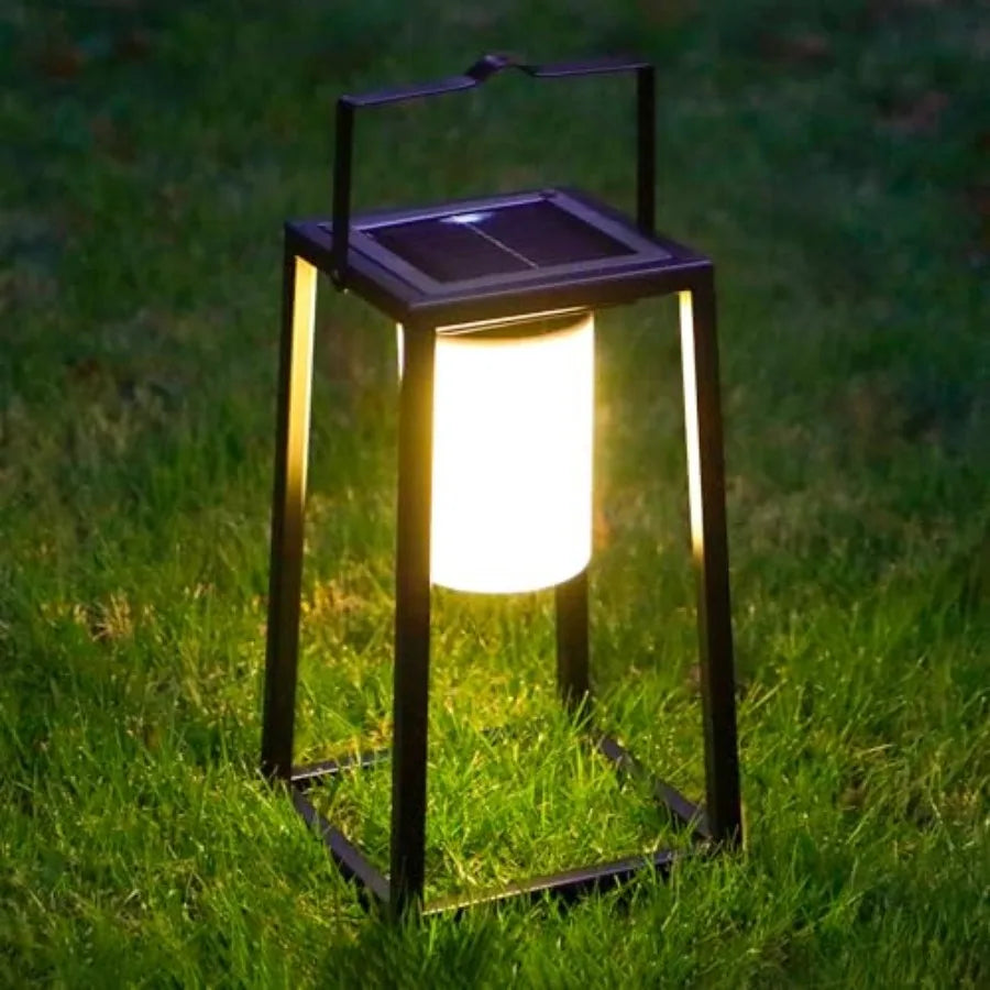 5'' High Outdoor Solar Lantern Portable Brightness LED Nightstand Lantern Metal Solar Lamp IP Waterproof Outdoor Table Lamps Co