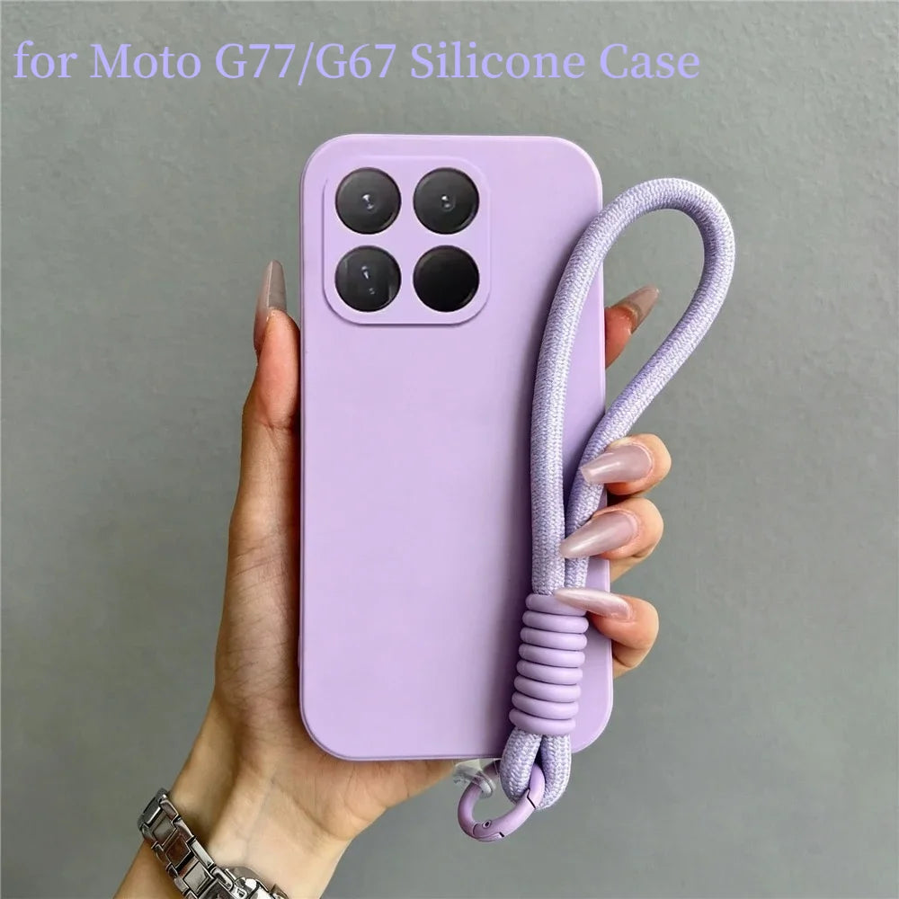 Fashion Silicone Liquid Case For Motorola MOTO Edge 70 Fusion Plus 60 Fusion 50 Neo G77/67 G86 G56 Strap Anti-Drop Protect Cover