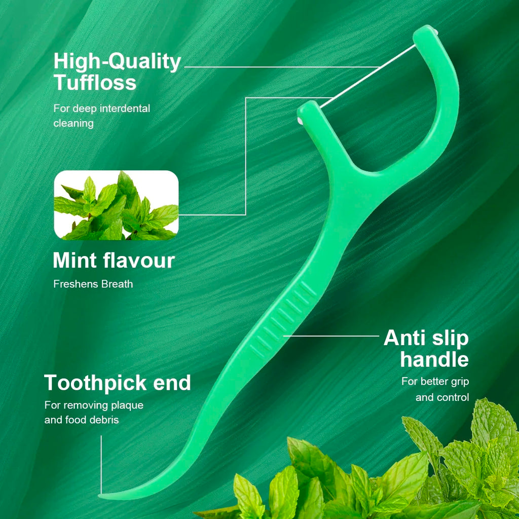 450pcs Adult Mint Flavored Dental Floss Picks Ultra-Fine Portable Flossing Sticks Toothpick Thread for Home And Travel Oral Care