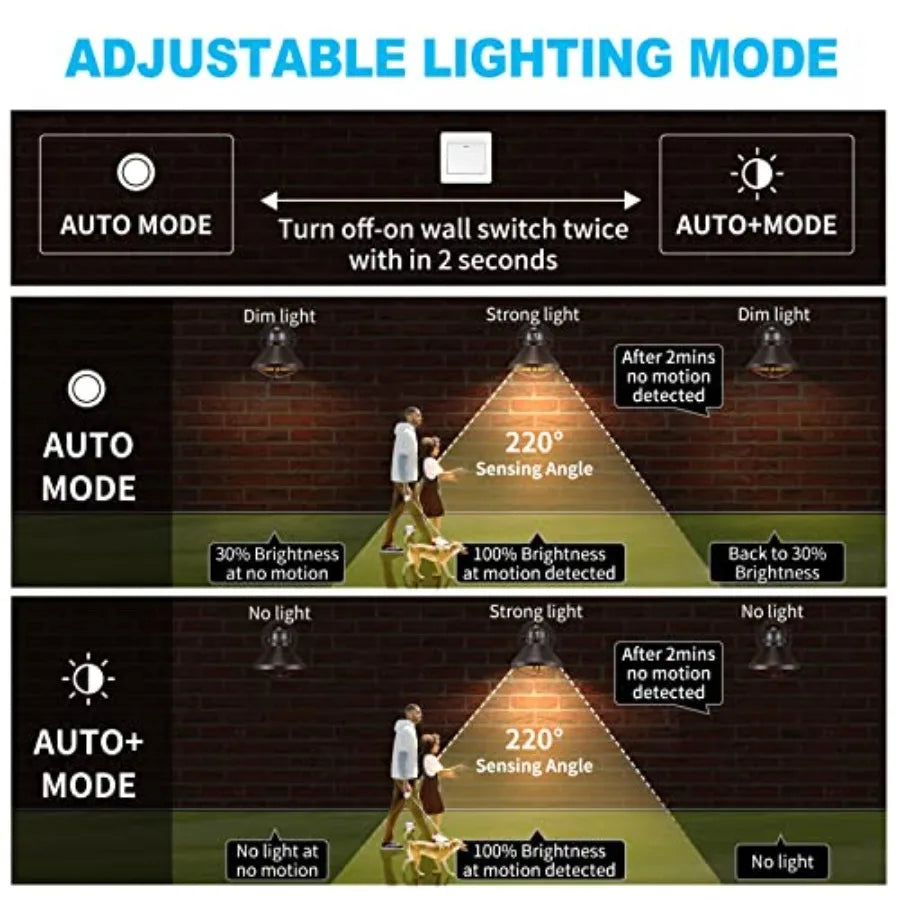 2 Pack Motion Sensor Outdoor LED Wall Sconce Dusk to Dawn Exterior Barn Light Fixtures Brown Outside Porch Lantern Farmhouse Wa