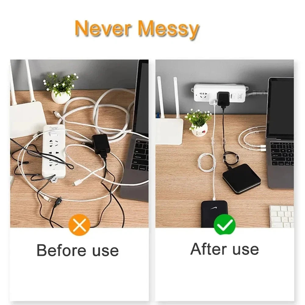 Cable Clips Organizer Drop Wire Holder Cord Management Self-Adhesive Cables Manager Fixed Clamp Wire Winder For Home Office Car