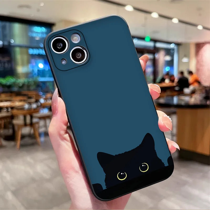 Cartoon Black White Cat Lovers Couple Phone Case for Motorola Moto Edge 50 Fusion 60 40 30 Neo G34 E14 G75 G85 G54 5G Soft Cover