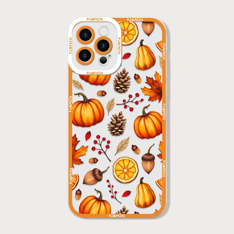 Retro Autumn Maple Leaf Pumpkin Pattern Phone Case for Motorola Moto Edge 40 Pro G85 G73 G71 G60 G52 G32 G9 Play 5G Soft Covers