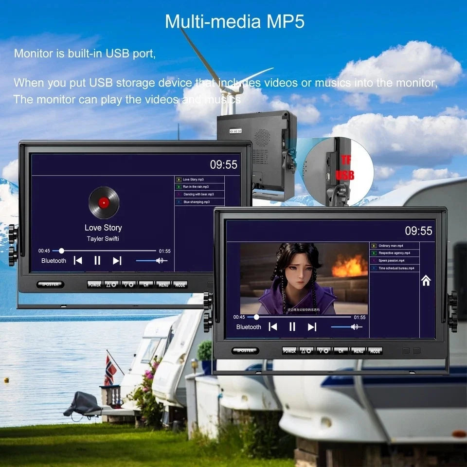 9in IPS 4ch DVR USB MP5 Truck Monitor 360 View Reverse Camera