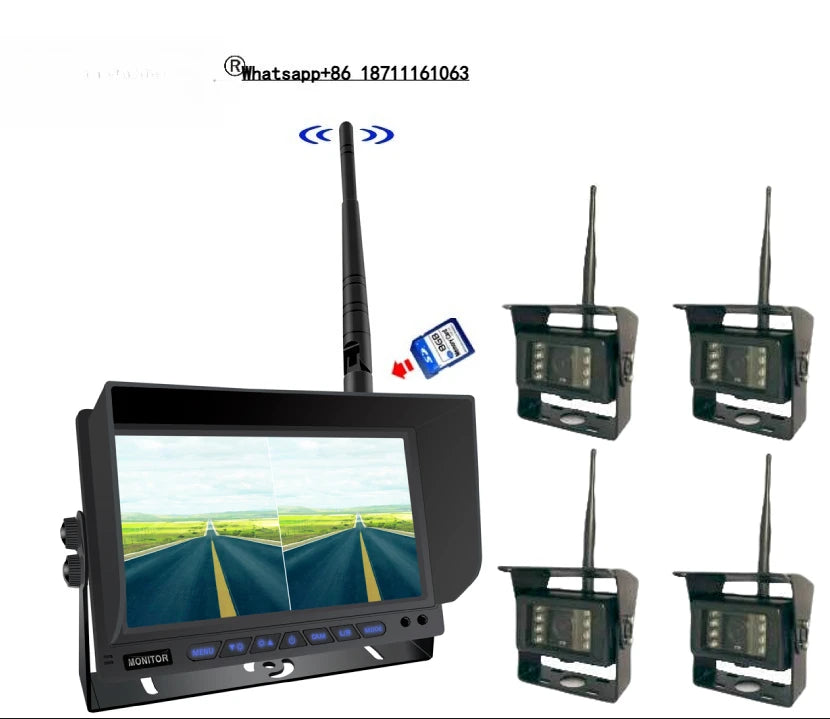 7 Inch Wireless Car DVR Recorder Built-in  with 4 Wireless for Car Bus Truck RV