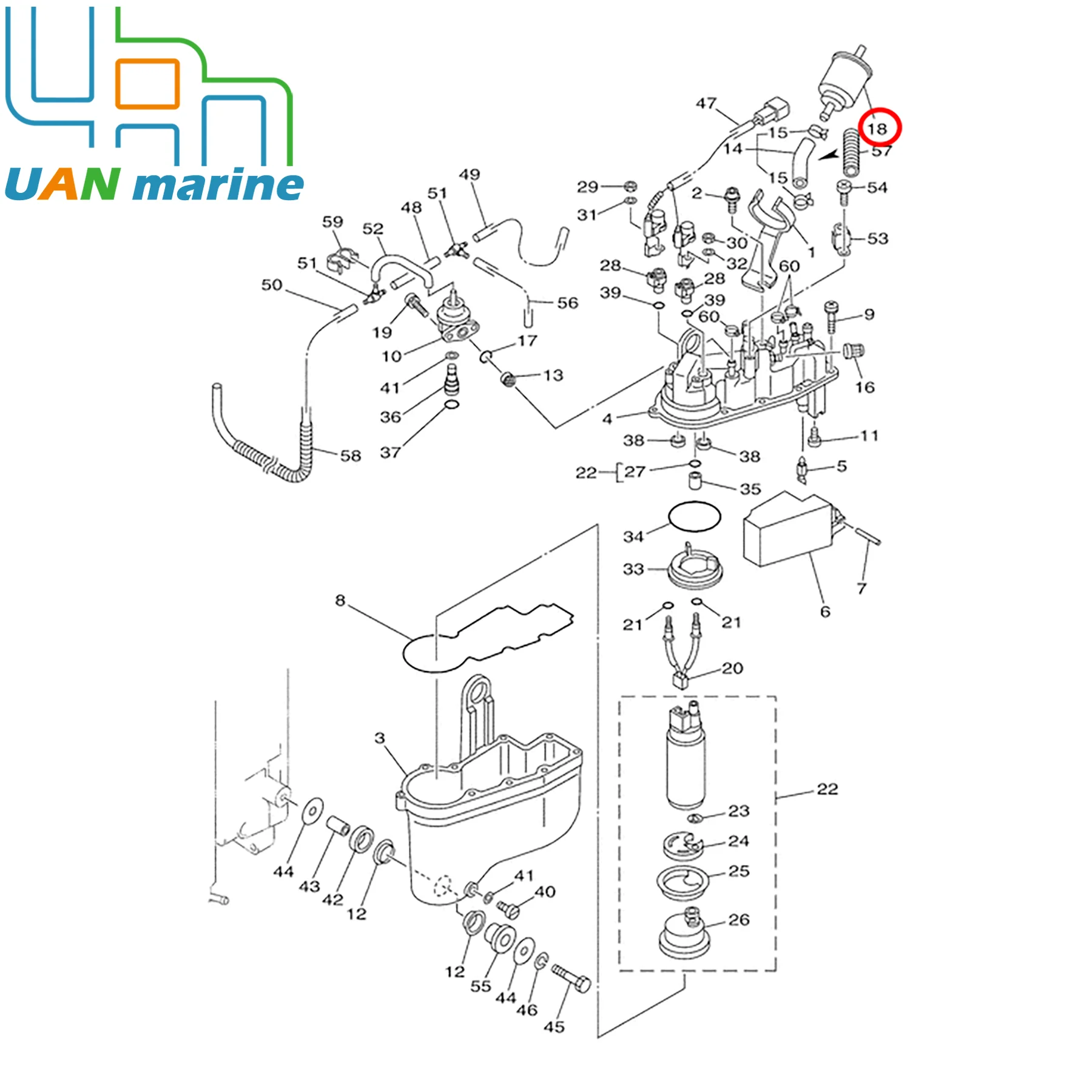 68F-24251-00 Fuel Filter Strainer for Yamaha Z150 Z175 Z200 LZ150 LZ200 LZ250 LZ300 Outboard Motor 60V-24251-01 60V-24251-01