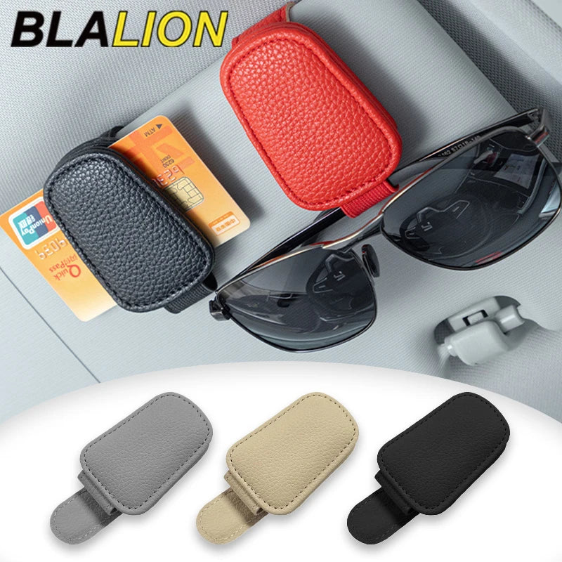 BLALION Car Sun Visor Clip Glasses Cards Case Auto Sunglasses Visor Glasses Holder Sunglasses Bracket Holder PU Glasses Support
