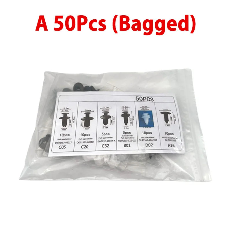 50-101PCS Auto Fastener Clips Kit Multi-Size Retainers For Car Fender Bumper Used For Auto Garage And Assembly