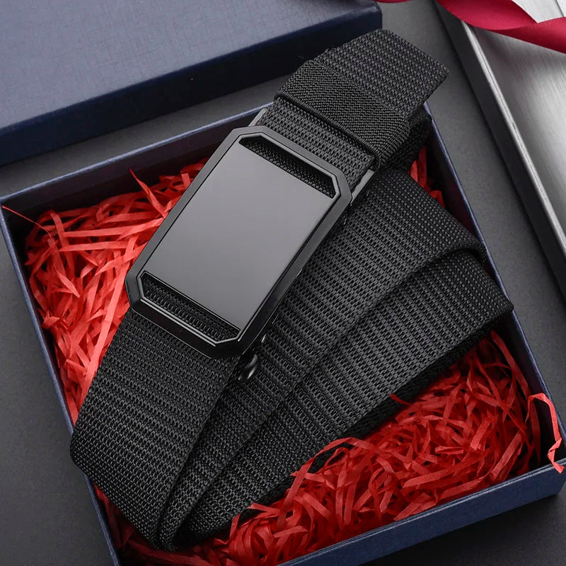 New Men's High-quality Automatic Buckle Canvas Belt Simple Casual Jeans Belt Fashion Men's Design Fashion Belt