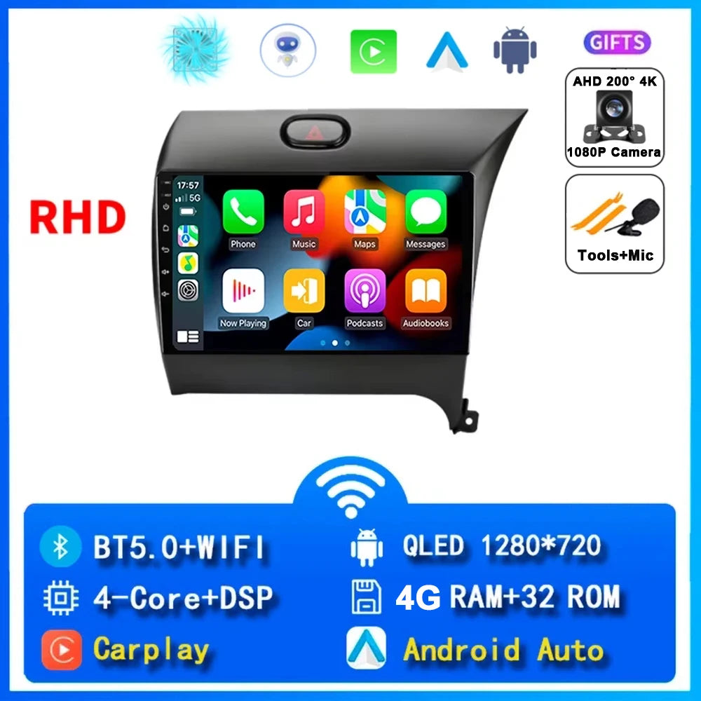 9"  Android 15 For Kia Cerato 3 K3 Forte 2013 - 2017 Car Radio Multimedia Video Player Navigation GPS Carplay 2 Din 4G