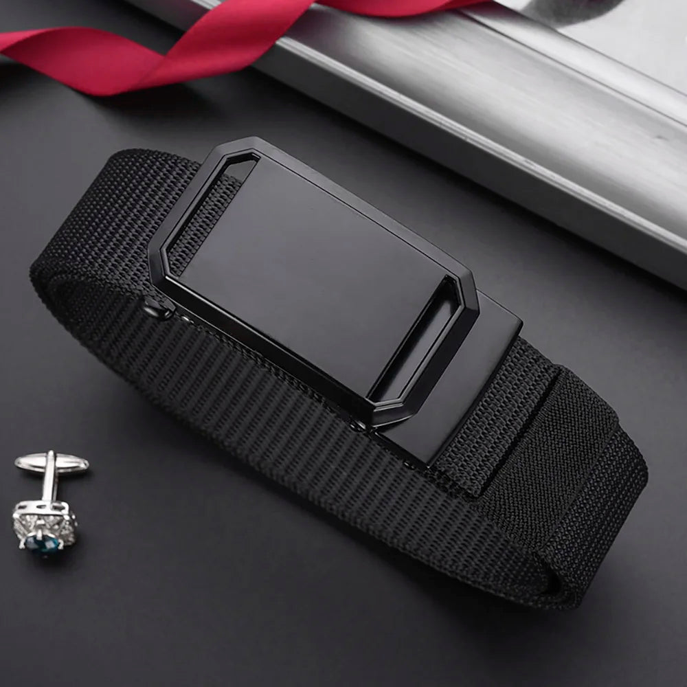 New Men's High-quality Automatic Buckle Canvas Belt Simple Casual Jeans Belt Fashion Men's Design Fashion Belt