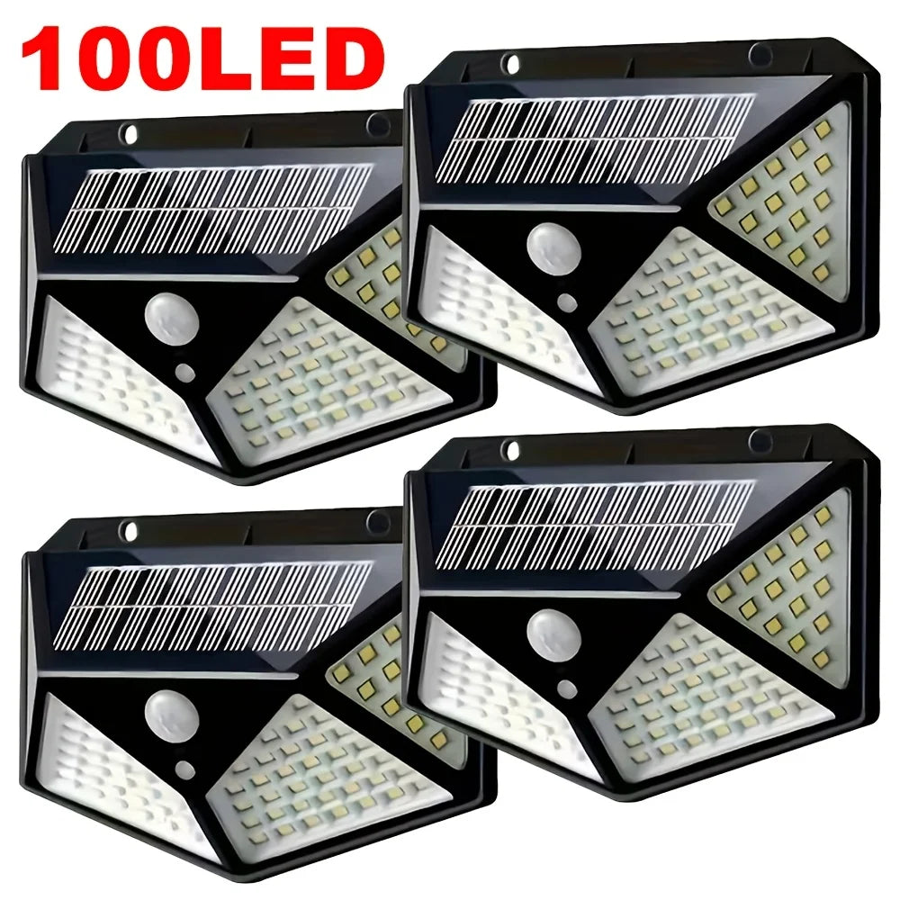 100LED Outdoor Solar Garden Light Outdoor Motion Sensor Lights Waterproof Solar Wall Lamp for Garden Fence Yard Pathway Stairs