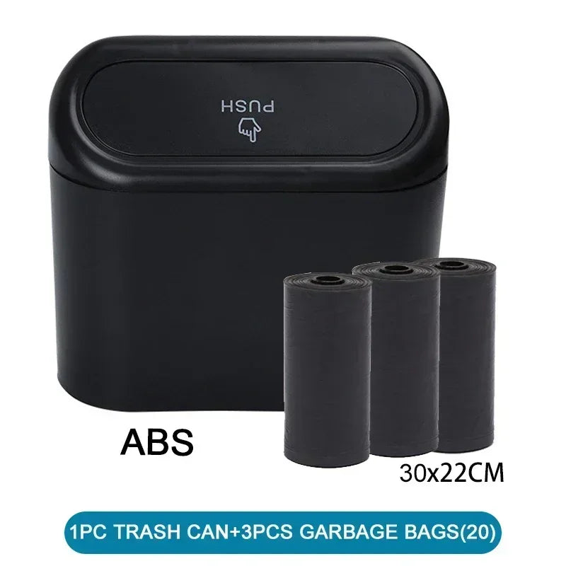 1Pcs Leak-proof Mini Car Trash Can with Lid Small Car Accessories Includes 60 (300) Garbage Bags for Vehicle Interior