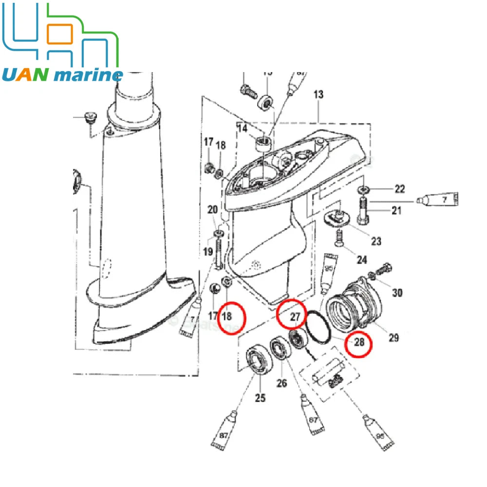 26-16130 25-16131 Outboard Marine Lower Unit Seal Kits with Prop Shaft Oil Seal &Gasket For Mecury Mariner Outboard 8150264