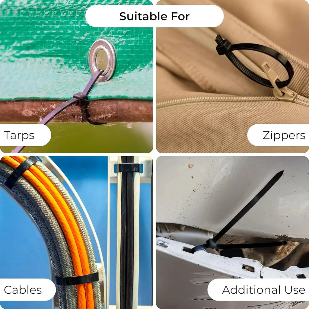 500pcs Plastic Nylon Cable Ties Self-locking Cord Ties Straps Adjustable Cables Fastening Loop Home Office Wire Zip Ties