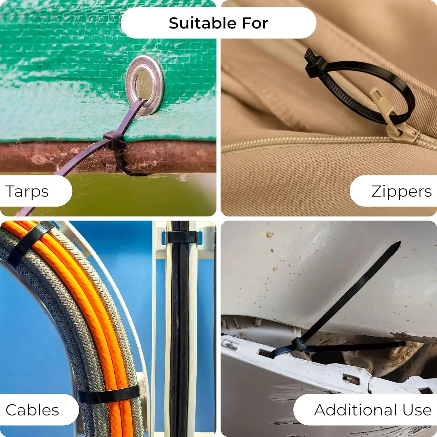 500pcs Plastic Nylon Cable Ties Self-locking Cord Ties Straps Adjustable Cables Fastening Loop Home Office Wire Zip Ties