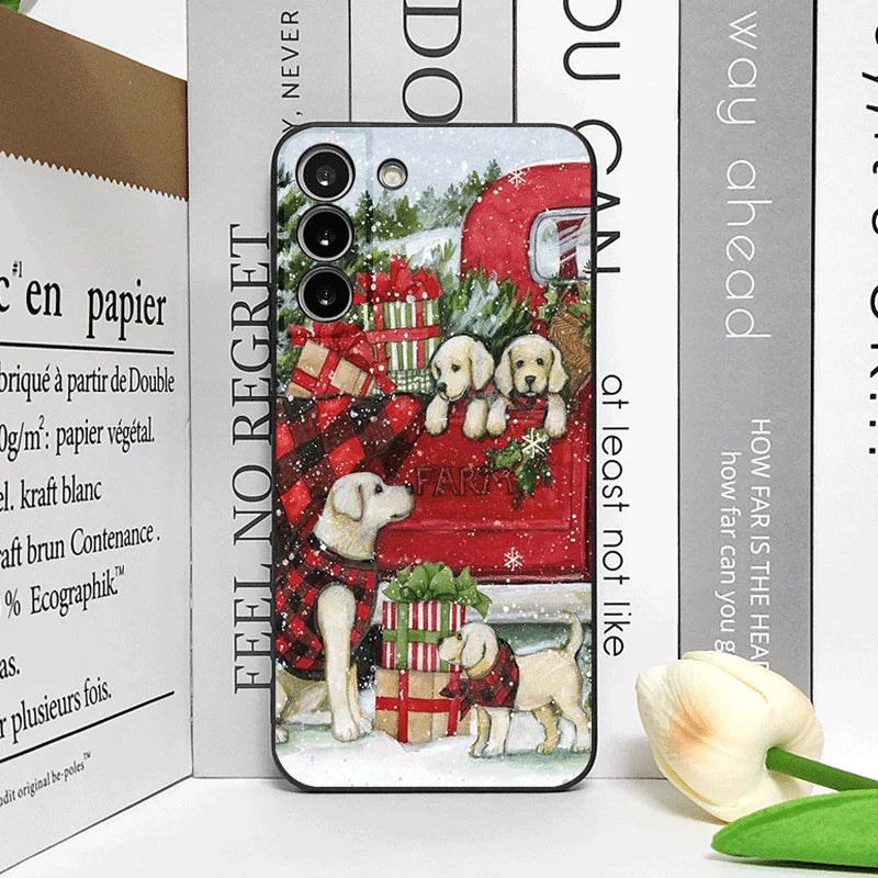 Christmas Trucks Cartoon Dog Pattern Phone Case for Motorola Moto Edge 50 Fusion 40 30 Neo G34 G24 E14 G75 G85 G54 5G Soft Cover