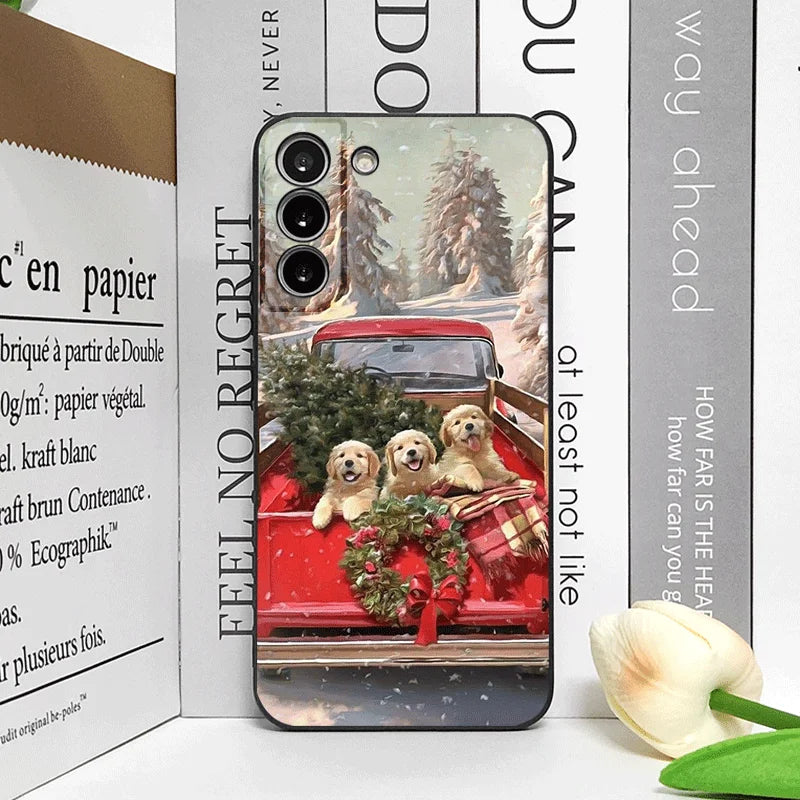 Christmas Trucks Cartoon Dog Pattern Phone Case for Motorola Moto Edge 50 Fusion 40 30 Neo G34 G24 E14 G75 G85 G54 5G Soft Cover