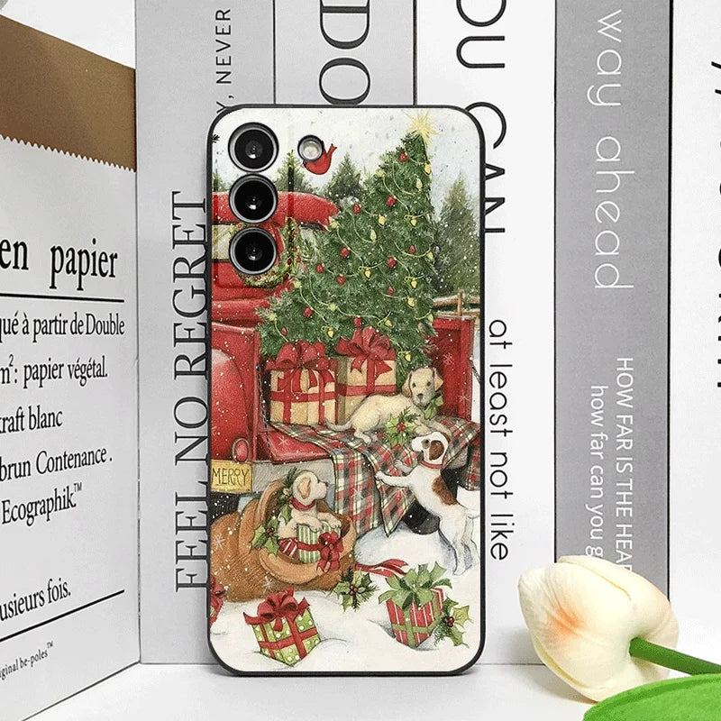 Christmas Trucks Cartoon Dog Pattern Phone Case for Motorola Moto Edge 50 Fusion 40 30 Neo G34 G24 E14 G75 G85 G54 5G Soft Cover