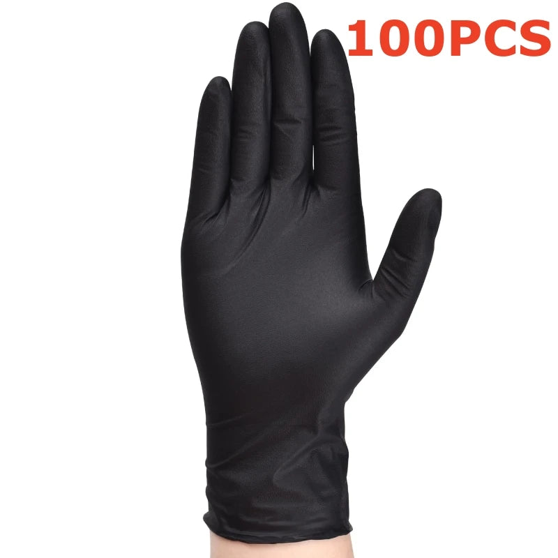 50/10PCS Disposable Black Nitrile Gloves Latex Free Waterproof Durable Suitable for Kitchen Food Processing Beauty SalonFamily
