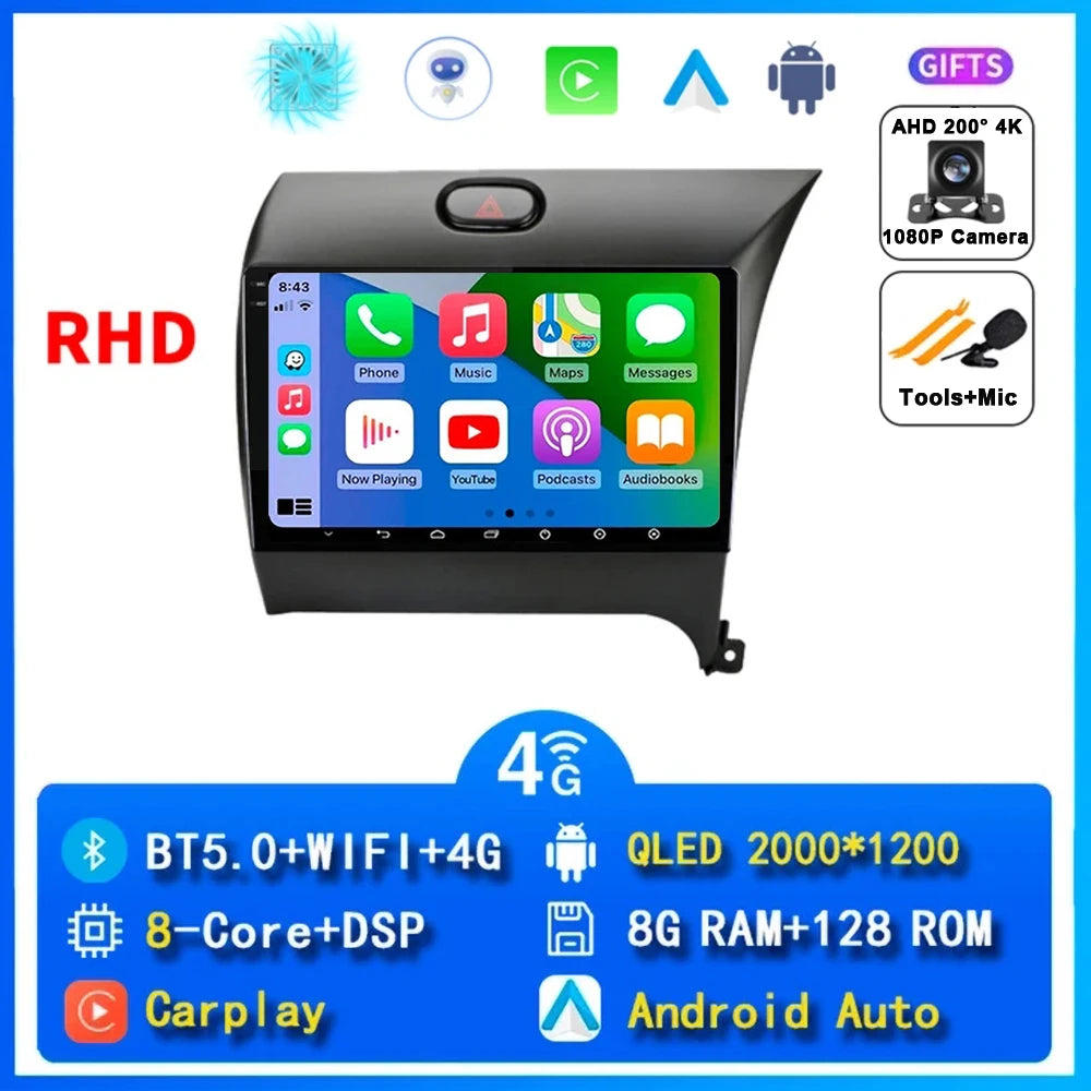 9"  Android 15 For Kia Cerato 3 K3 Forte 2013 - 2017 Car Radio Multimedia Video Player Navigation GPS Carplay 2 Din 4G
