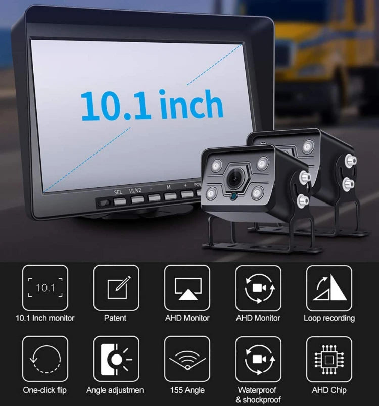 Airow auto Digital Wireless Monitor SystemWide Angle Backup Camera|1080P Dual Screen Auto Loop Recording for Truck Bus RV Van