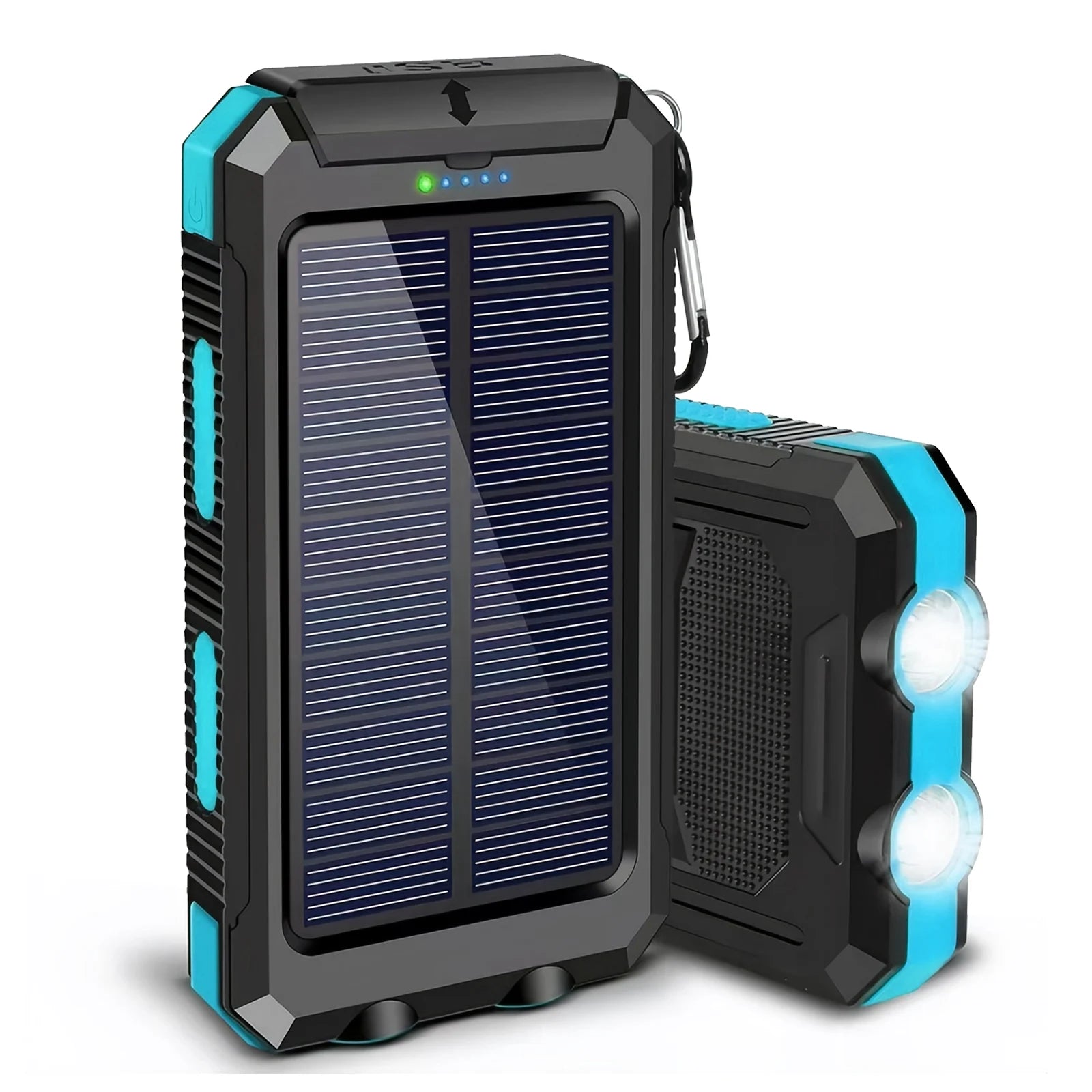10000mAh Solar Power Bank Portable Waterproof Outdoor Dual 5V 1A USB Ports Fast Charging LED Flashlight for iPhone Tablets