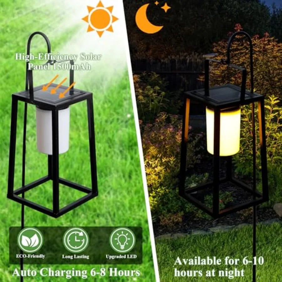 5'' High Outdoor Solar Lantern Portable Brightness LED Nightstand Lantern Metal Solar Lamp IP Waterproof Outdoor Table Lamps Co